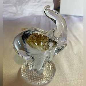 Vintage Art Hand Blown Glass Elephant from Poland